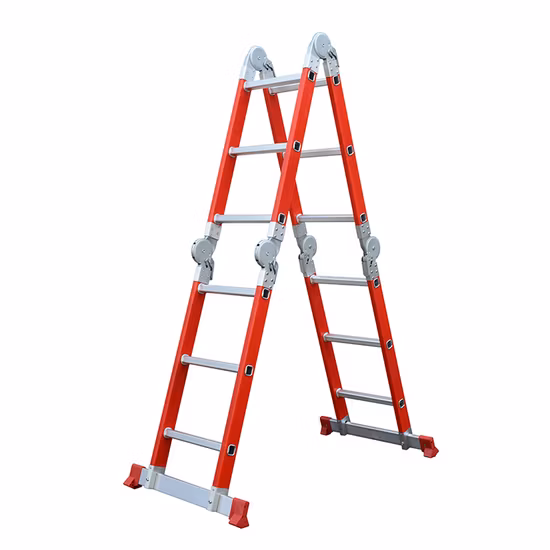 Grundlegende Anpassung 6FT Typ I II Iaa klappbare Trittleiter aus Glasfaser für den Einsatz an Arbeitsstationen von Bauunternehmern/Elektrikern rund um die Stromversorgung